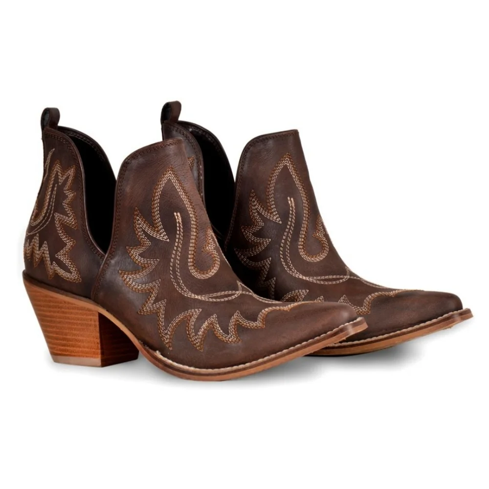 NWT Myra Boho Western Leather Ankle Booties - Picture 5 of 12